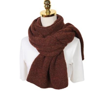 China Long 2021 New Winter Mohair Yarn Listing Stylish Scarves Logo Plain Cotton Knit Scarf Custom Made For Women for sale