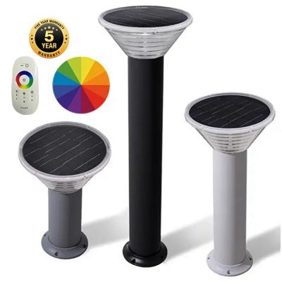 China Garden Vandal CCT Color Selection RGB IK10 IP65 Heavy Duty Remote Control Solar Bollard Light Outdoor For Pathway And Walkway for sale