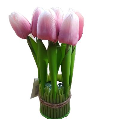 China Fashional Artificial Flowers Hot Sale Realistic Fake Plastic Tulip Flowers Bulk Artificial Flower Plant Decor For Decoration for sale