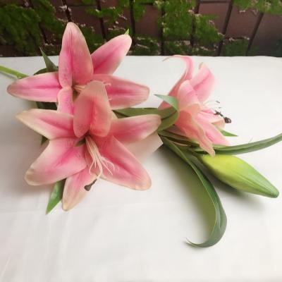 China 4pcs Flower Head Wedding Decoration Artificial Flower Plants Wholesale Lily Artificial Flower Arrangement for sale