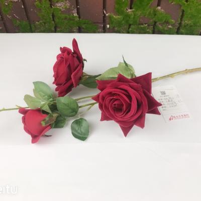 China wholesale artificial flower colorful silk Rose Flower For Wedding Decoration of artificial flower heads new arrival flowers 3pcs large for sale