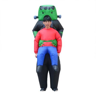 China Hot Sale Scary Green Alien Costume Funny Halloween Cosplay Inflatable Monster Costume For Adult for sale