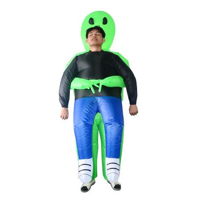 China Good Selling Funny Halloween Cosplay Inflatable Monster Costume Scary Green Alien Costume For Adult for sale