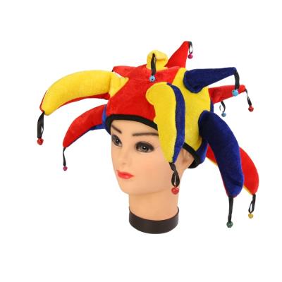 China Jester Hat Mardi Gras Halloween Multicolor Funny Prop Clown Cosplay Indoor Outdoor Party Suppliers With Bells for sale