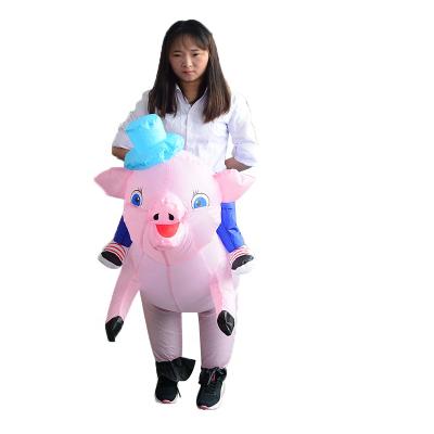 China Good Selling Funny Blue Pig Halloween Party Costume Cosplay Inflatable Blow Up Dress Dress Up Costume for sale