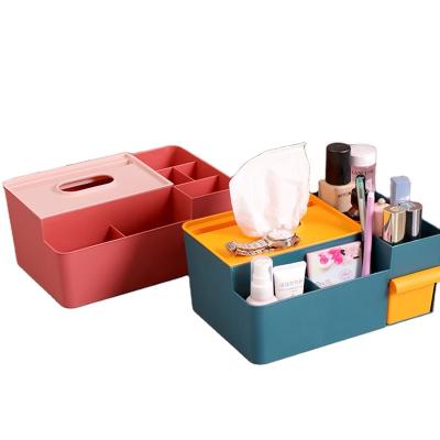 China Viable Hot Selling Multifunction Plastic Tissue Box Remote Control Desktop Tissue Box Storage Box for sale