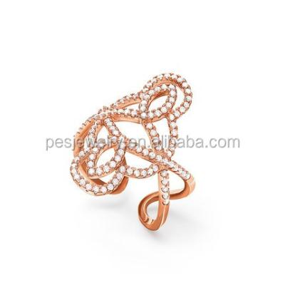 China Casual/Sporting PED Fashion Jewelry! Art Deco Style Swirl CZ Cocktail Index Ring for sale