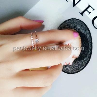 China POTENTIAL SIEGE silver costume jewelry! Korea Design Two Layers AAA CZ Open Rings (PES6-2022) for sale