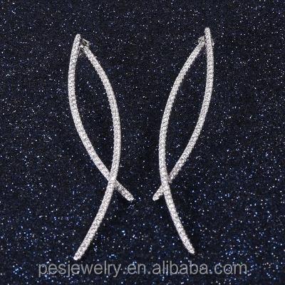 China Fine PED Jewelry Trendy! Exquisite Simple Line Full Clear Stud Zircon Pierce Long Earrings (PES9-1416) for sale