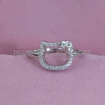 China Cute PED fashion jewelry! New Charm Paving CZ Cute Hello Kitty Ring for sale