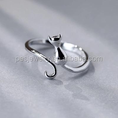 China Cute PED fashion jewelry! New Cute High End Cat Adjustable Ring Charm for sale