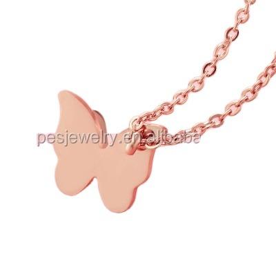 China Cute China Customized Ladies Sandblasted Double Butterfly Jewelry Butterfly Necklace for sale