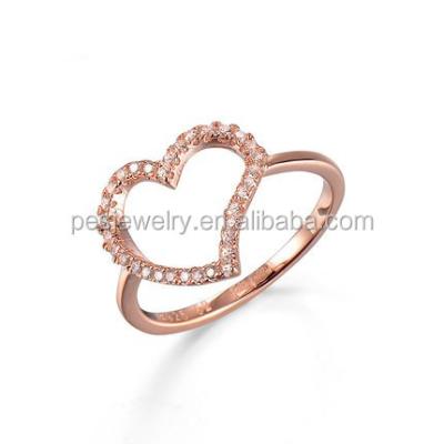 China CLASSIC PED fine jewelry! Wedding Pave Set AAA CZ Hollow Heart Ring (PES6-2037) for sale