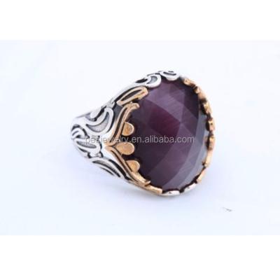 China Fine vintage jewelry! Tone Plated Oval Amethyst Persian Two Men's Ring for sale