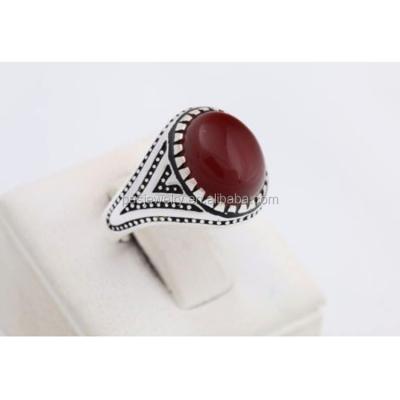 China Brown Fine Silver Oval Agate Antique Persian Jewelry Men's Ring (PES6-1558) for sale