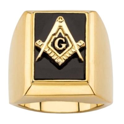 China CLASSIC Masonic Masonry Onyx Square Circles Men's Ring for sale