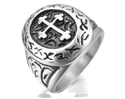 China Hiphop Fashion Jewelry Seal Engraving Fillet Cross Men's Ring for sale