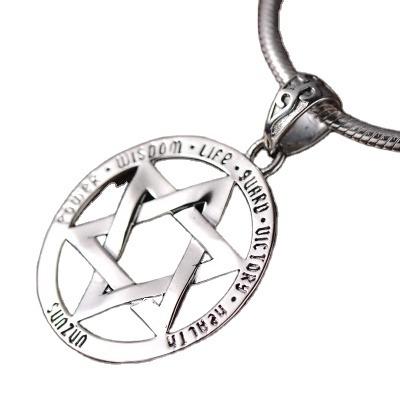 China Vintage PED Jewish Jewelry! Vintage Engrave Star of David Men's Symbolic Amulet Pendant Necklace (PES3-1268) for sale