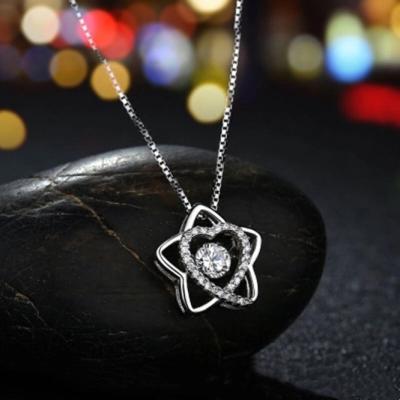 China CLASSIC EXPLOSION SIEGE fashion jewelry! Diamond Accent Star Of David Dancing With Heart Shape Pendant Necklace (PES3-1275) for sale