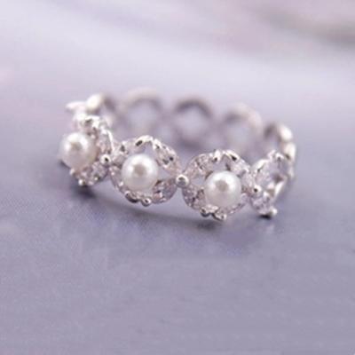 China POTENTIAL TRENDY fashion jewelry! Modern Faux Pearl Cross Vintage Mix And Match Tiny Ring for sale