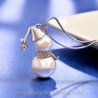 China PED fine jewelry cute! Santa Claus Imitation Pearl Pendant Necklace Christmas Gift for sale