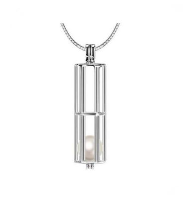 China PED Silver Fashion Jewelry! Hot Selling Cylindrical Pearl Cage Floating Pendant Necklace (PES3-1351) for sale