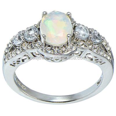 China Silver PED fine jewelry! Ethiopian Fire Opal Blue and Mystical Topaz Rings (PES6-1708) for sale