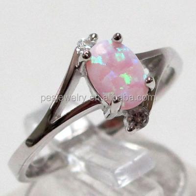 China Fine PED Jewelry Trendy! Pretty Oval Cut White Fire Rose Opal Ring for sale