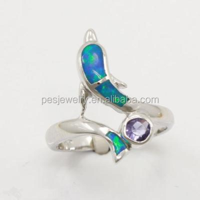 China Fine Jewelry POT Casual/Sport! Delicious Dolphin Opal Amethyst Ring Blue for sale