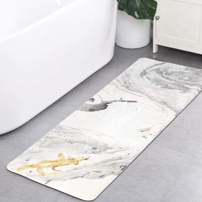 China Sustainable Texture Stone Marble Non Slip Bathroom Soft Washable Bath Mat for sale