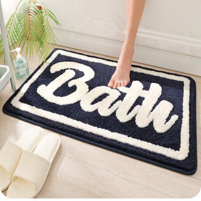 China Fashionable Washable Cartoon Cute Soft Shaggy Water Absorbent Non Slip Letter Bath Blanket Washable Mat zu verkaufen