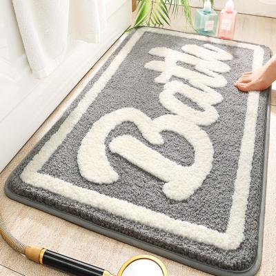 China Washable Modern Fancy Cute Letter Non-Slip Absorbent Bath Mat For Decor Washable Absorbent Bath Mat for sale