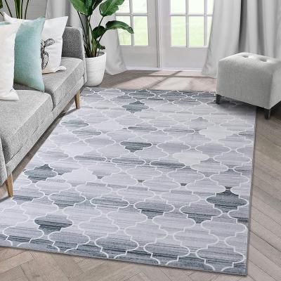 China Modern Printed Contemporary Geometric Accent Soft Velvet Rug Area Rug Washable For Living Room Bedroom for sale