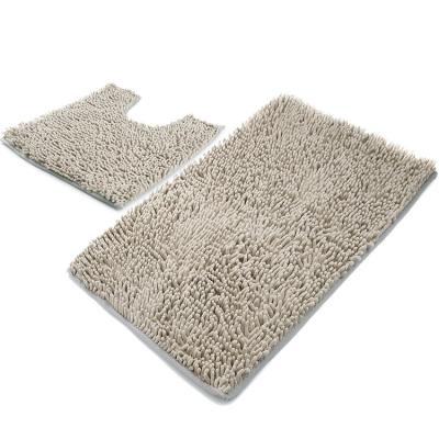 China Durable TPR Backing Water Washable Soft Shaggy Chenille Non Slip Bath Cover for sale