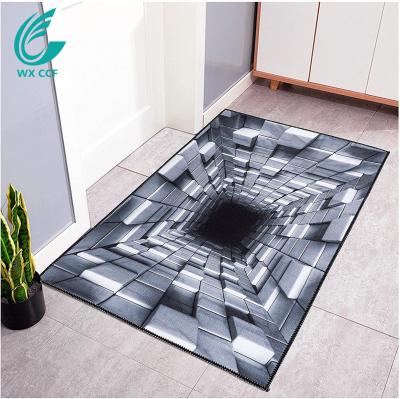 China Custom Modern Soft Washable Living Room 3d Anti Slip Printed Illusion Floor Cover For Home Decor for sale