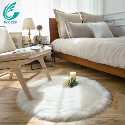 China BSCI Living Room Nordic Modern Shaggy Plush Sheepskin Small Round Faux Fur Rug for sale