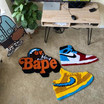 China WXCCF Anime Cartoon Sneaker 3D Design Logo Die Cut Carpet Area Washable High Quality Personalized Custom Blankets for sale