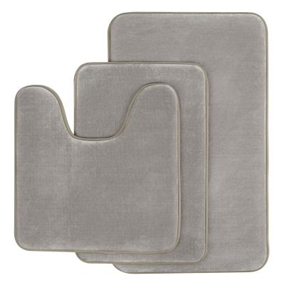 China Durable Warm Soft Flannel Solid Color Amazon Memory Foam Anti-Skid Washable Bath Mat Set Polyester for sale