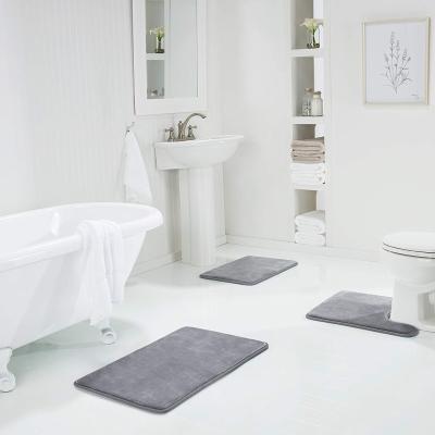 China Sustainable Popular Gray Absorbent Quick Dry Washable Microfiber 51*81cm Bathroom Mat for sale