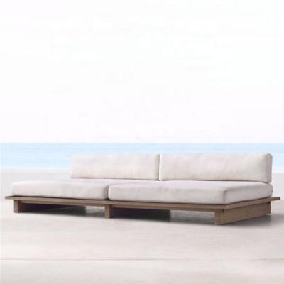 China Outdoor Patio Furniture Modern American Style All Weather Couch Teak Wooden Garden Sofa for sale