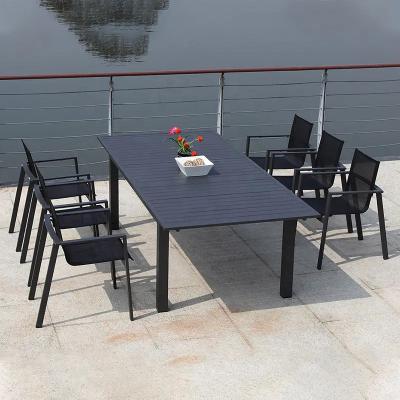 China MANDELA Modern Luxury Dining Table Sets Alum Party Patio Furniture Garden Dinner Chairs and Tables Outdoor Sets for sale