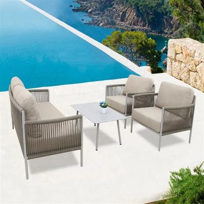 China Modern MANDELA Garden Rope Structure Aluminum Modular Outdoor Sofa Backyard Patio Furniture Set Hotel Sets Sofas for sale