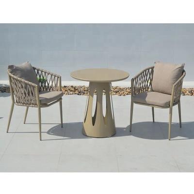 China MANDELA Stackable Patio Party Cafe Bistros Modern French Furniture Hotel Garden French Restaurant Aluminum Rope Dining Outdoor Chairs for sale