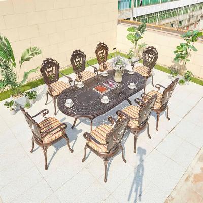 China EUROPEAN MANDELA Good Quality Balcony Outdoor Furniture Oval Shape Table Of Cast Aluminum Chairs for sale