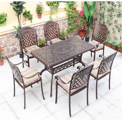 China EUROPEAN MANDELA Leisure Furniture Set Dining Tables And Chairs Courtyard Cast Aluminum Outdoor Furniture Outdoor Garden Set Modern Stack for sale