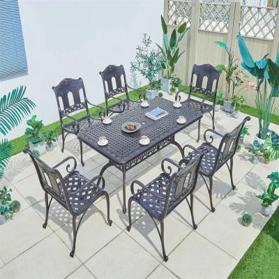 China The EUROPEAN MANDELA French American outdoor leisure patio furniture cast aluminum anti-corrosion table, cast aluminum furniture for sale