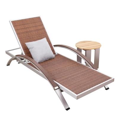 China MANDELA Modern Beach Metal Furniture Outdoor Sun Sofa Blue Fabric Chaise Lounge for sale