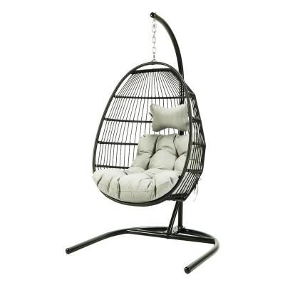 China MANDELA Modern Patio Swing Hanging Chair Seat Garden Egg Chair Unique Outdoor Swing With Stand for sale