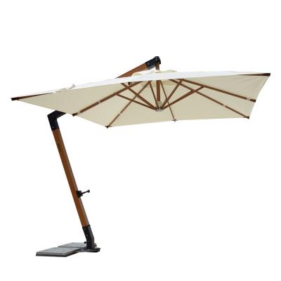 China Modern Outdoor Wood Grain Hanging Waterproof Cantilever Sun Umbrella Patio Beach Garden Aluminum Umbrella for sale