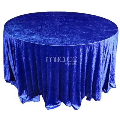 China Elegant Blue Panen Crush Velvet Wedding Tablecloth for sale